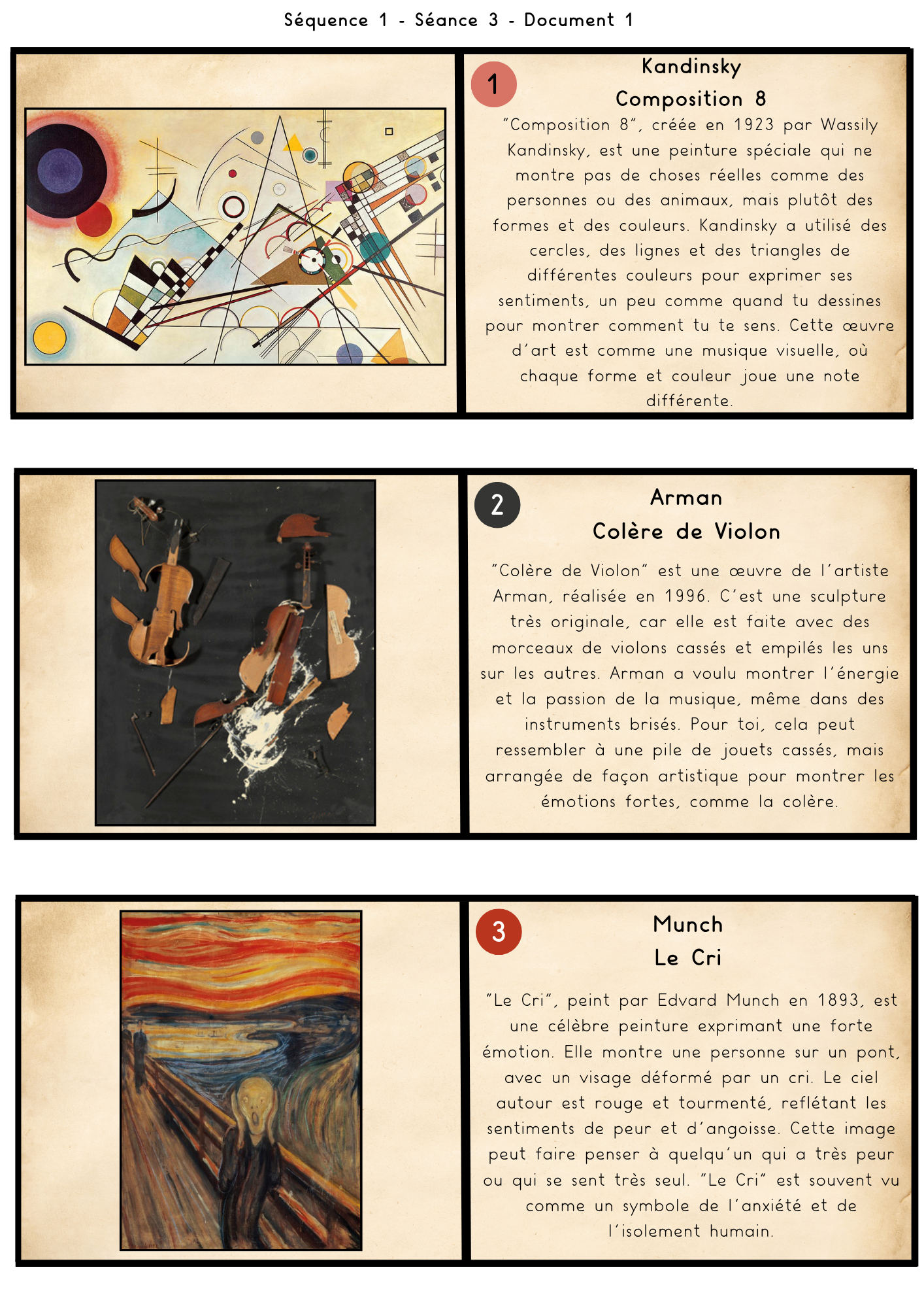 Arts CM1 / CM2 — Les Oeuvres d'Arts — Connaissances